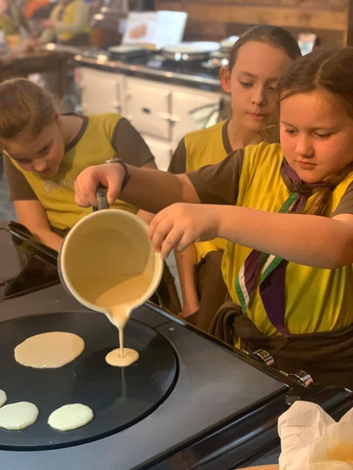 Brownie group cooking on the AGA