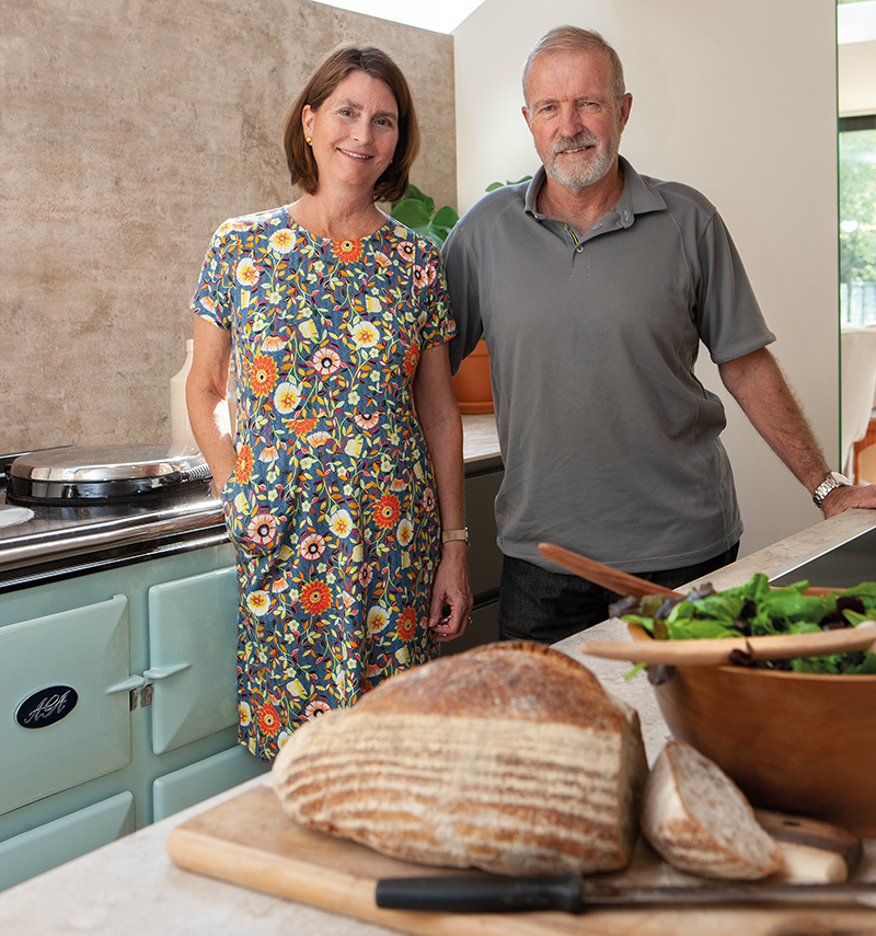 Barbara and Clive with their bespoke AGA cooker