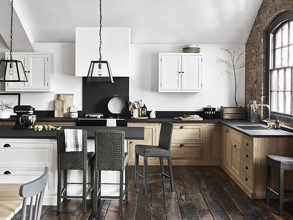 Black AGA cooker in a Neptune Henley kitchen