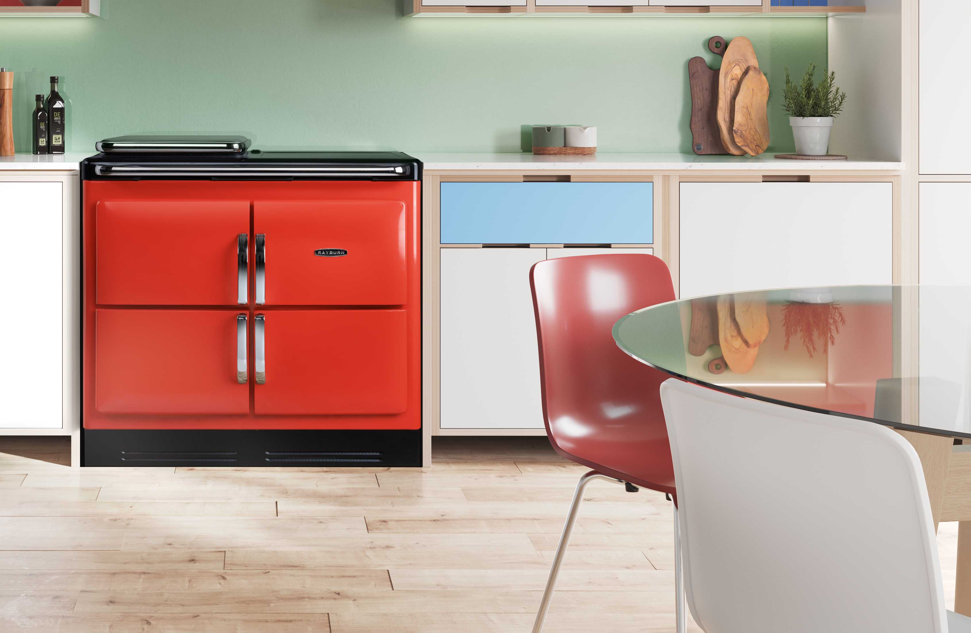 Rayburn Ranger cooker in Tomato red