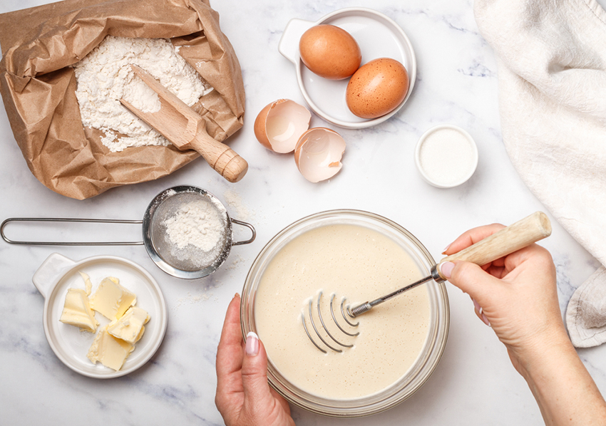 pancake batter being made