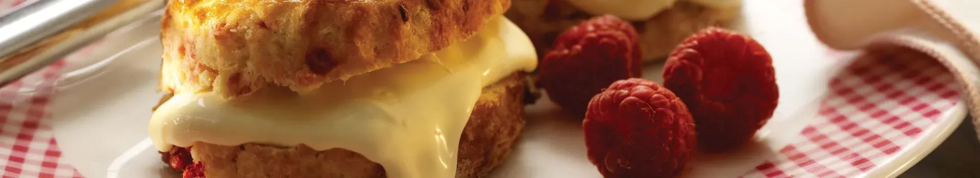 Raspberry Buttermilk Scones With Clotted Cream