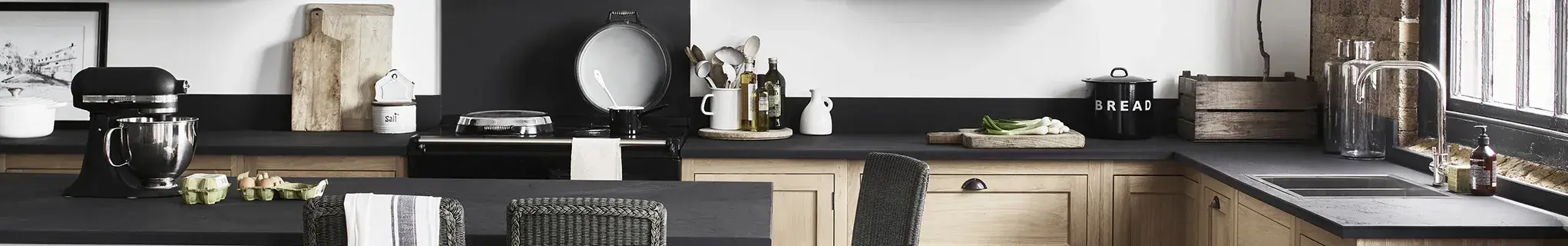 AGA cooker in Black in a Neptune Henley Kitchen