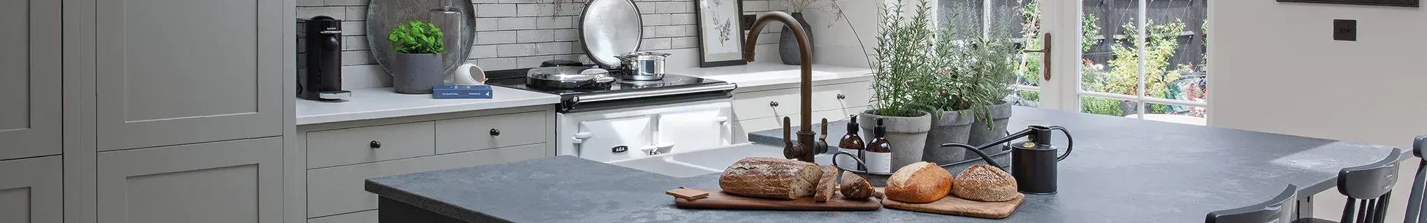 AGA Signature in White in Neptune kitchen