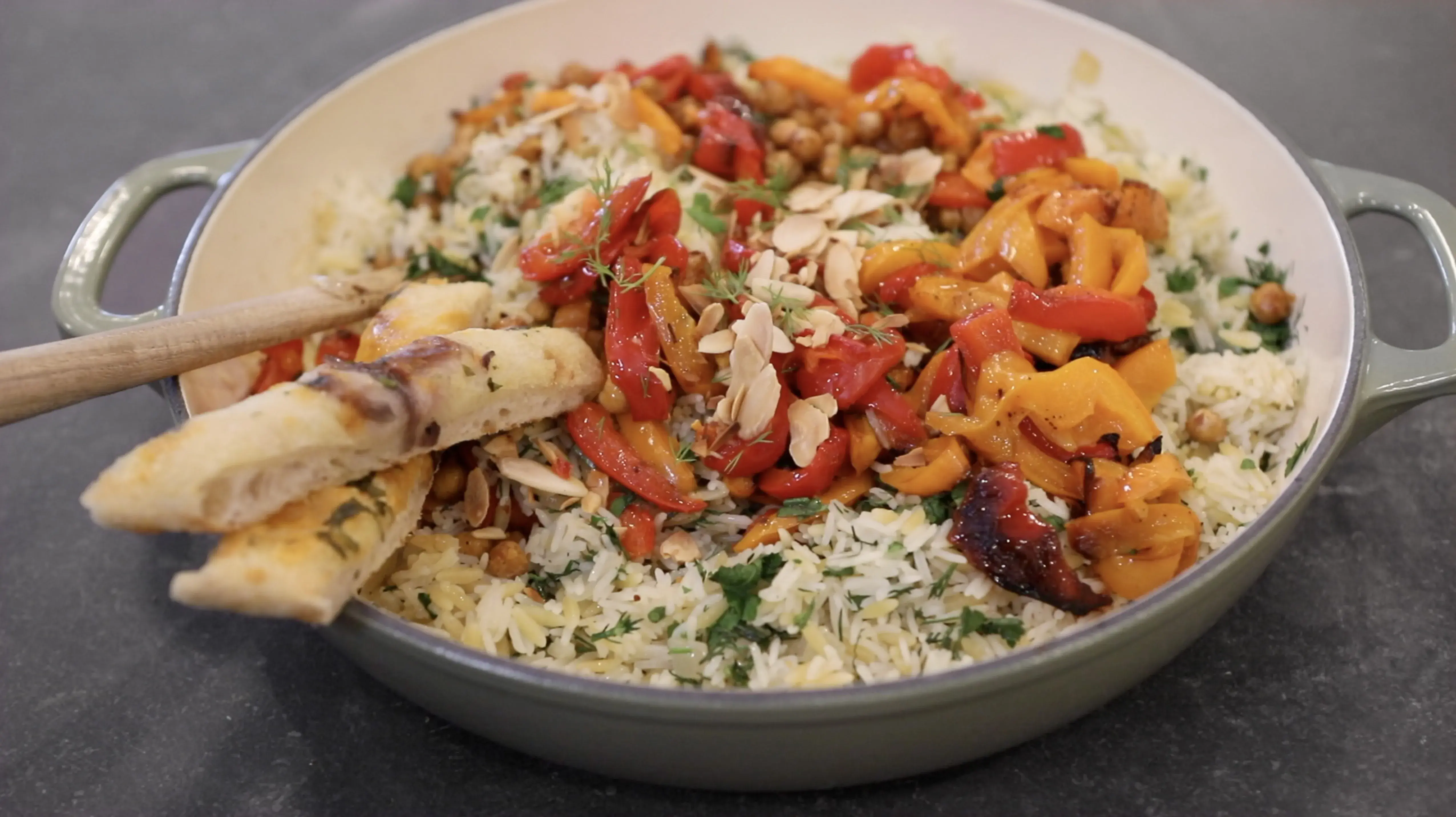 Roasted Pepper and Orzo Pilaf
