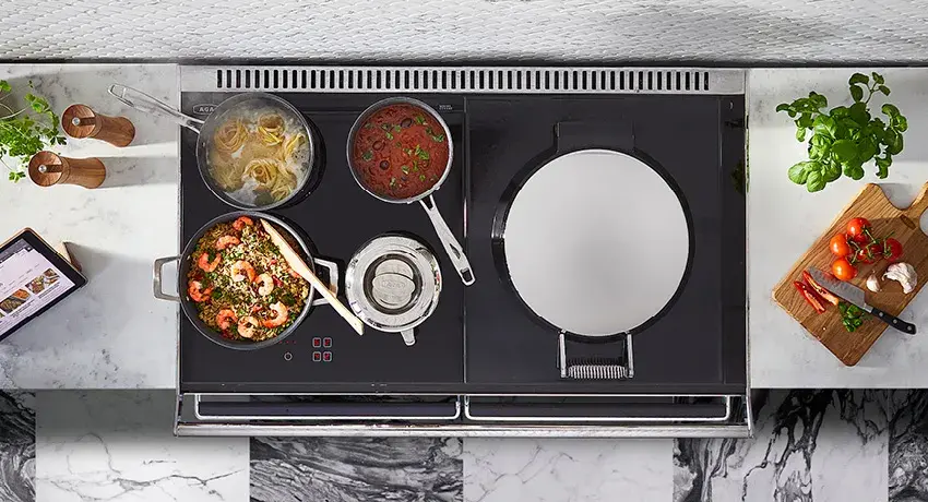 Cast-Iron Hotplate and Four-Zone Induction Hob
