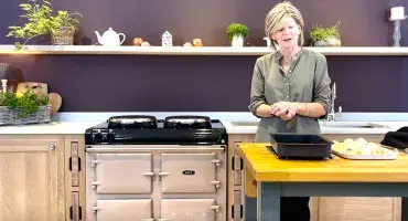 Naomi Hansell cooking roast potatoes on the AGA