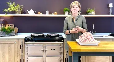 Naomi Hansell cooking turkey in her AGA