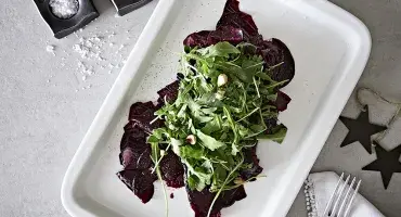 Beetroot Carpaccio with Bitter Leaves and Balsamic Dressing