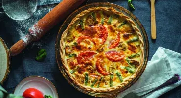 Savoury Baked Pie with blind baked pie crust