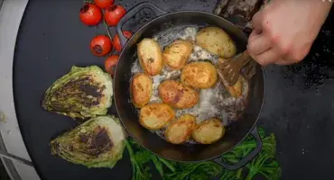 Lamb Chops & Confit Potatoes on the AGA Outdoor Grill