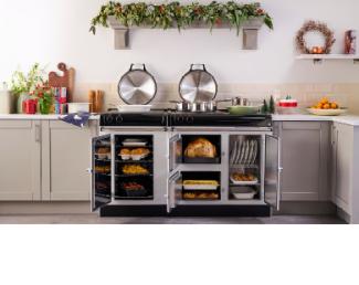 AGA eR3 160 in Pearl Ashes with open doors