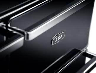 AGA ERA - AGA Logo on black glass range cooker 