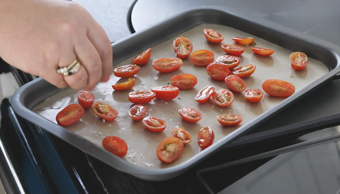 Vine riped tomatoes on top of the AGA