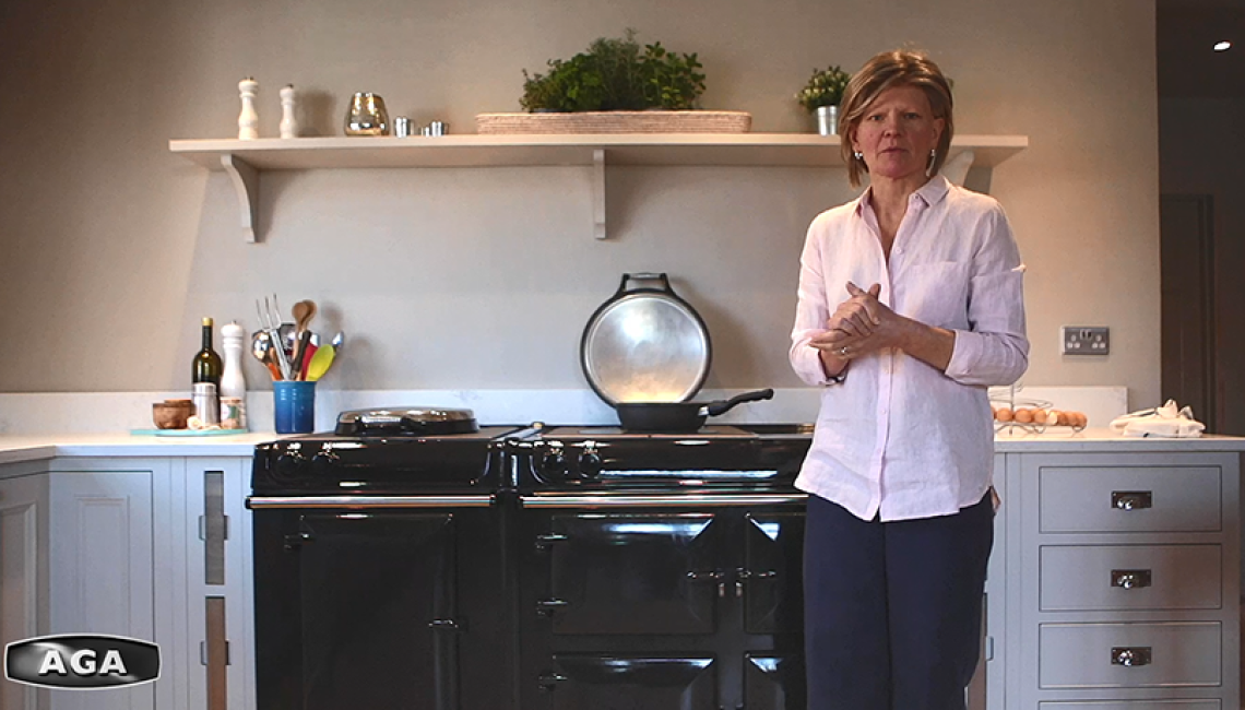 AGA Demonstrator Na Hansell cooking an Omelette on her AGA