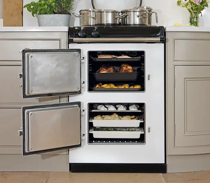 The cast-iron ovens of the AGA cooker