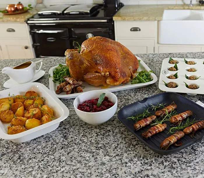 Christmas dinner cooked in a Rayburn