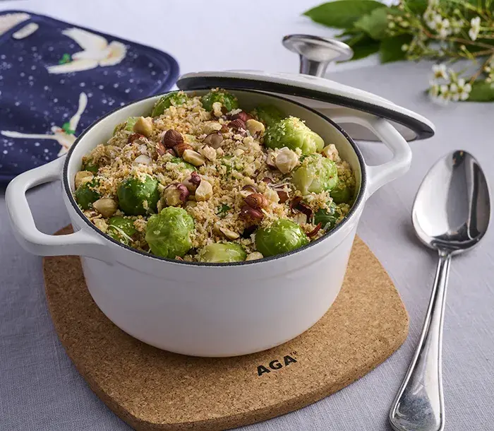 Brussel Sprouts in cast-iron cookware