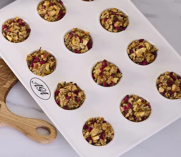 Sage, apple and pomegrante stuffing