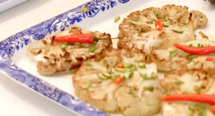 Cauliflower on a baking tray