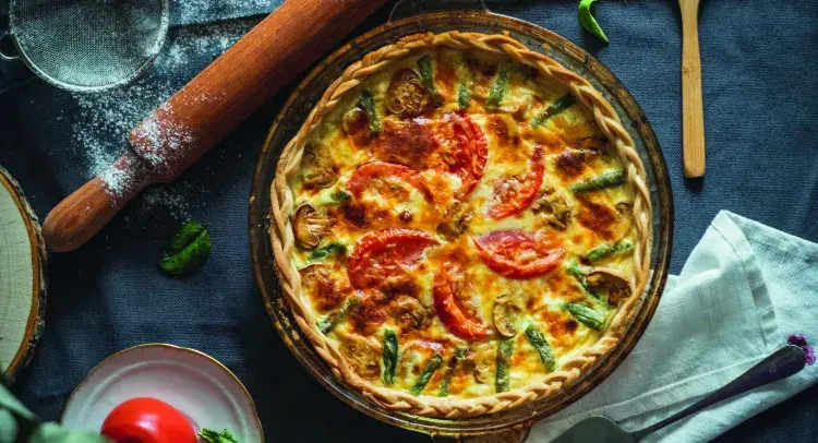 Savoury Baked Pie with blind baked pie crust