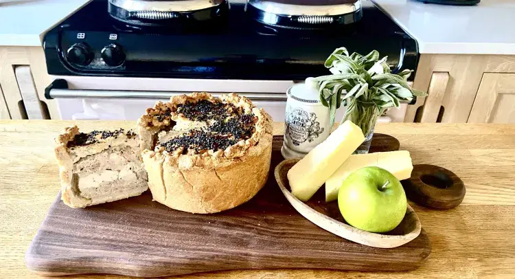 Chicken and Ham Pie Served Next to AGA