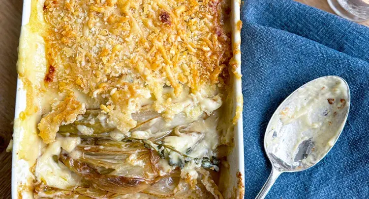 Endives au gratin in AGA gratin dish